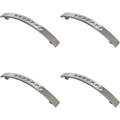 4x Curved Bow Cabinet Pull Handle 162 x 16mm 128mm Fixing Centres Satin Nickel