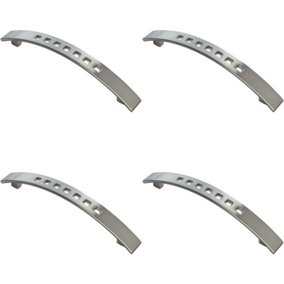 4x Curved Bow Cabinet Pull Handle 162 x 16mm 128mm Fixing Centres Satin Nickel