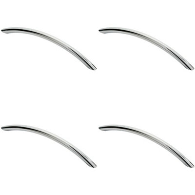 4x Curved Bow Cabinet Pull Handle 190 x 10mm 160mm Fixing Centres Chrome