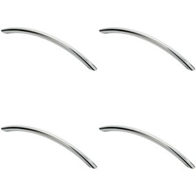 4x Curved Bow Cabinet Pull Handle 190 x 10mm 160mm Fixing Centres Chrome