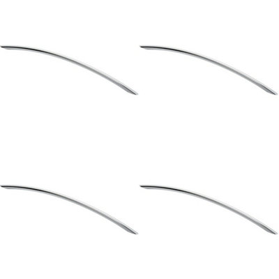 4x Curved Bow Cabinet Pull Handle 372 x 10mm 320mm Fixing Centres Chrome