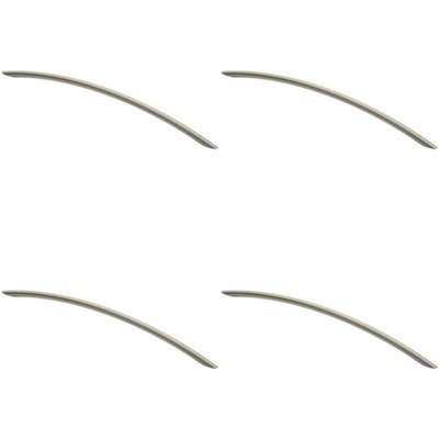 4x Curved Bow Cabinet Pull Handle 372 x 10mm 320mm Fixing Centres Satin Nickel