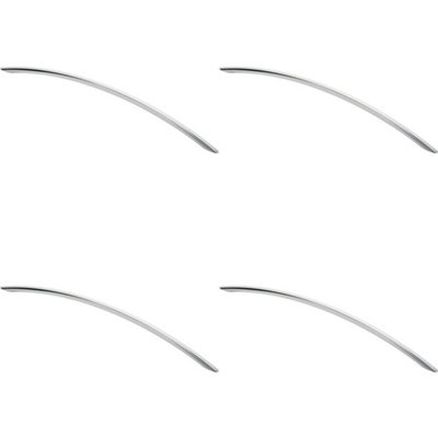 4x Curved Bow Cabinet Pull Handle 408 x 10mm 352mm Fixing Centres Chrome