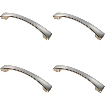 4x Curved Bow Pull Handle 183 x 26mm 160mm Fixing Centres Satin Nickel