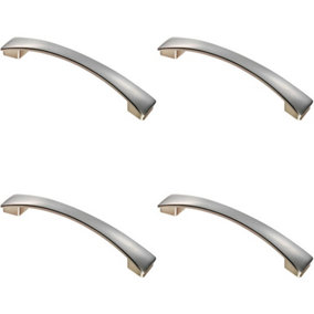 4x Curved Bow Pull Handle 183 x 26mm 160mm Fixing Centres Satin Nickel