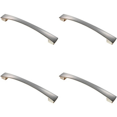 4x Curved Bow Pull Handle 218.5 x 26mm 192mm Fixing Centres Satin Nickel