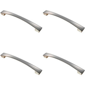 4x Curved Bow Pull Handle 218.5 x 26mm 192mm Fixing Centres Satin Nickel