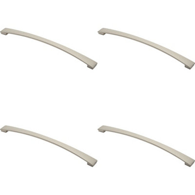 4x Curved Bow Pull Handle 338 x 25mm 320mm Fixing Centres Satin Nickel