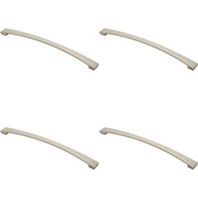 4x Curved Bow Pull Handle 338 x 25mm 320mm Fixing Centres Satin Nickel
