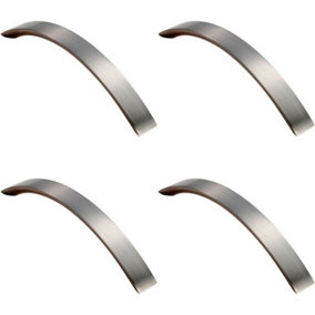4x Curved Convex Grip Pull Handle 141 x 14mm 128mm Fixing Centres Satin Nickel
