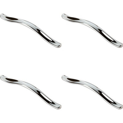 4x Curved Cupboard Pull Handle with Ridge 192mm Fixing Centres Polished Chrome Price Comparisons | Compare The Build