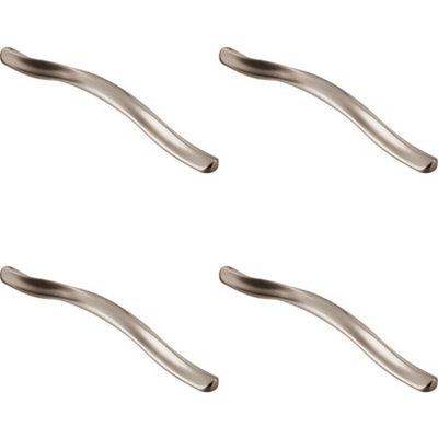 4x Curved Cupboard Pull Handle with Ridge 192mm Fixing Centres Satin Nickel Price Comparisons | Compare The Build