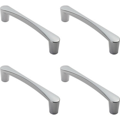 4x Curved D Shape Pull Handle 146 x 18.5mm 128mm Fixing Centres Polished Chrome