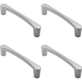 4x Curved D Shape Pull Handle 146 x 18.5mm 128mm Fixing Centres Polished Chrome
