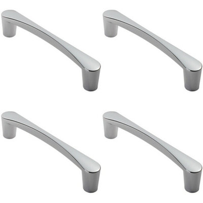 4x Curved D Shape Pull Handle 181 x 20mm 160mm Fixing Centres Polished Chrome