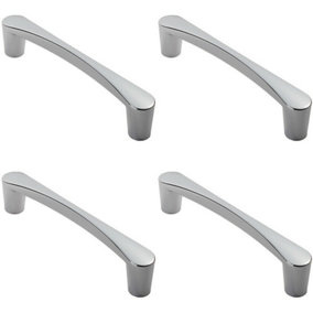 4x Curved D Shape Pull Handle 181 x 20mm 160mm Fixing Centres Polished Chrome
