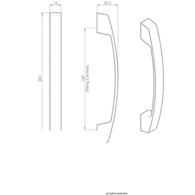 4x Curved Flat Faced Cupboard Pull Handle 160mm Fixing Centres Satin Copper