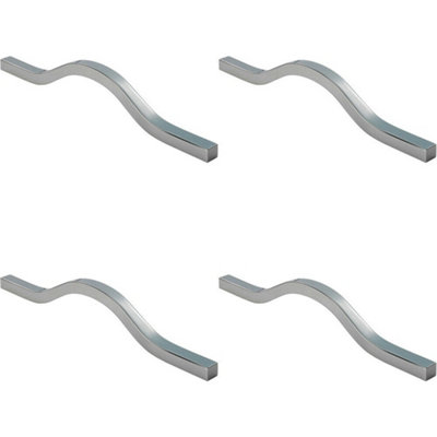 4x Curved Square Bar Pull Handle 240 x 12mm 160mm Fixing Centres Chrome