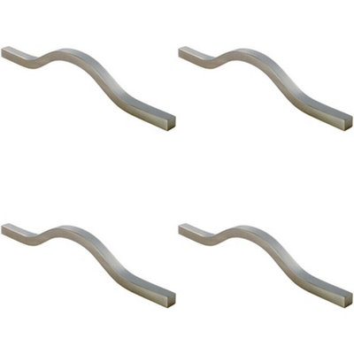 4x Curved Square Bar Pull Handle 240 x 12mm 160mm Fixing Centres Satin Nickel Price Comparisons | Compare The Build