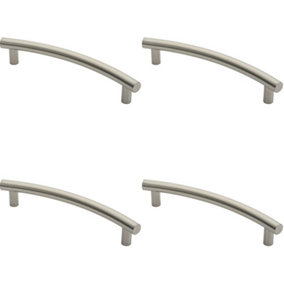 4x Curved T Bar Door Pull Handle 420 x 30mm 350mm Fixing Centres Satin Steel