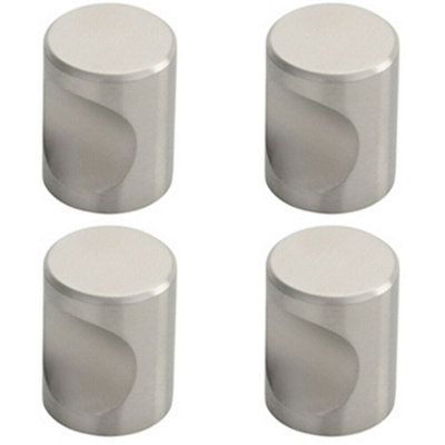 4x Cylindrical Cupboard Door Knob 16mm Diameter Stainless Steel Cabinet Handle