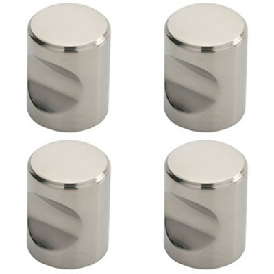 4x Cylindrical Cupboard Door Knob 20mm Diameter Polished Stainless Steel Handle