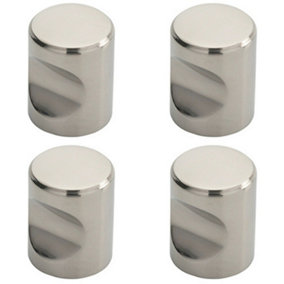 4x Cylindrical Cupboard Door Knob 20mm Diameter Polished Stainless Steel Handle