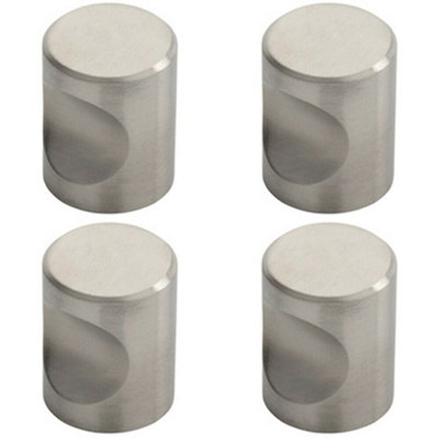 4x Cylindrical Cupboard Door Knob 20mm Diameter Stainless Steel Cabinet Handle