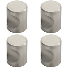4x Cylindrical Cupboard Door Knob 20mm Diameter Stainless Steel Cabinet Handle