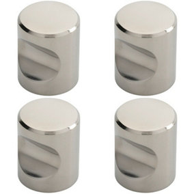 4x Cylindrical Cupboard Door Knob 25mm Diameter Polished Stainless Steel Handle
