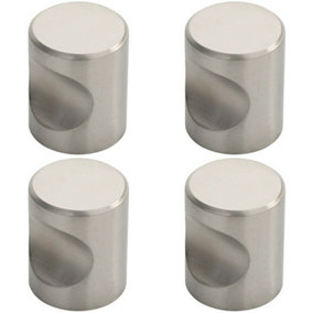 4x Cylindrical Cupboard Door Knob 25mm Diameter Stainless Steel Cabinet Handle