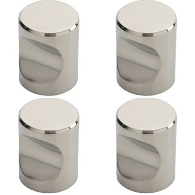 4x Cylindrical Cupboard Door Knob 30mm Diameter Polished Stainless Steel Handle