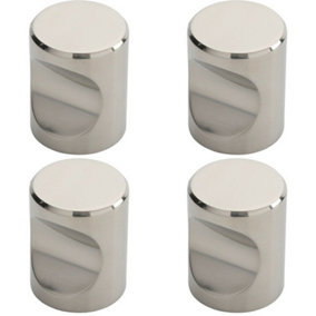 4x Cylindrical Cupboard Door Knob 30mm Diameter Polished Stainless Steel Handle