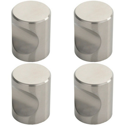 4x Cylindrical Cupboard Door Knob 30mm Diameter Stainless Steel Cabinet Handle