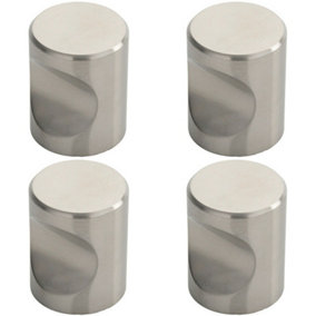 4x Cylindrical Cupboard Door Knob 30mm Diameter Stainless Steel Cabinet Handle