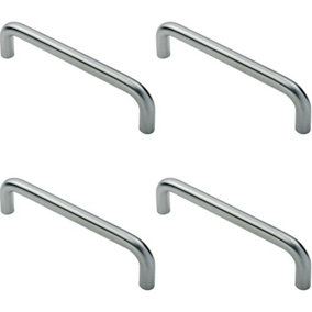 4x D Shape Cabinet Pull Handle 106 x 10mm 96mm Fixing Centres Satin Steel