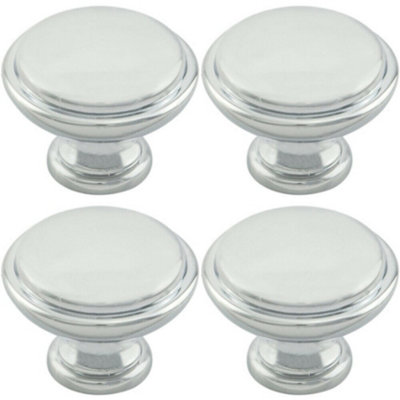 4x Domed Top Cupboard Door Knob 34mm Diameter Polished Chrome Cabinet Handle