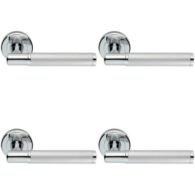 4x Door Handle Lever on Concealed Round Rose Polished Chrome Satin Chrome Price Comparisons | Compare The Build
