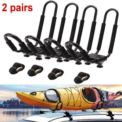 4x Durable Kayak Roof Rack J-Bar Rack Ratchet Tie-Mount on Roof Top ...