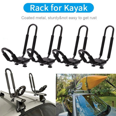 4x Durable Kayak Roof Rack J-Bar Rack Ratchet Tie-Mount on Roof Top ...