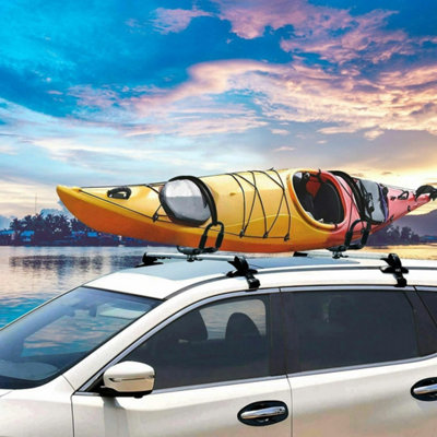 4x Durable Kayak Roof Rack J-Bar Rack Ratchet Tie-Mount on Roof Top ...