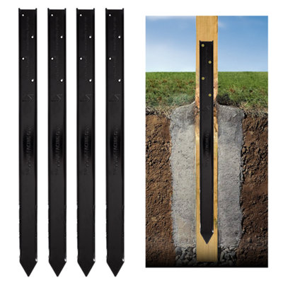 4x Fence Rescue - Post Repair Stake Anchor - Ideal for Wooden Posts Set ...