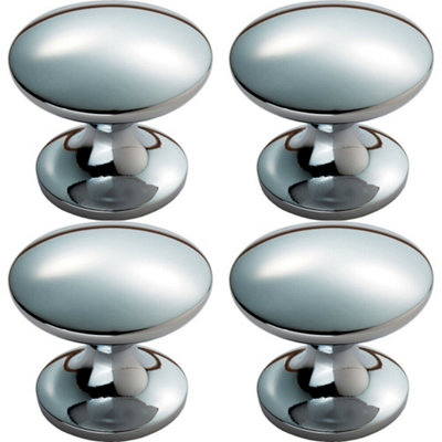 4x Fingertip Cabinet Door Knob 30mm Diameter Polished Chrome Cupboard Handle