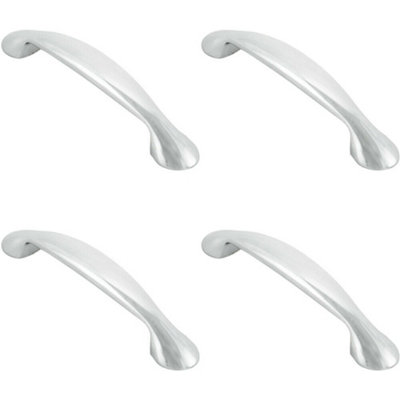 4x Flared Cabinet Pull Handle 165.5 x 23mm 128mm Fixing Centres Chrome
