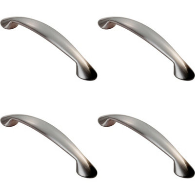 4x Flared Cabinet Pull Handle 165.5 x 23mm 128mm Fixing Centres Satin Nickel