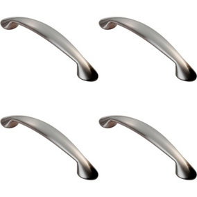 4x Flared Cabinet Pull Handle 165.5 x 23mm 128mm Fixing Centres Satin Nickel