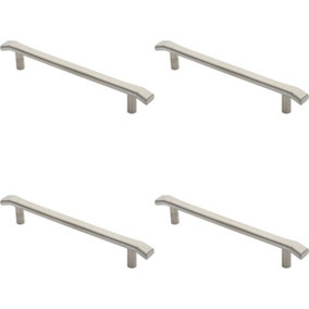 4x Flat Bar Pull Handle with Chamfered Edges 300mm Fixing Centres Satin Steel