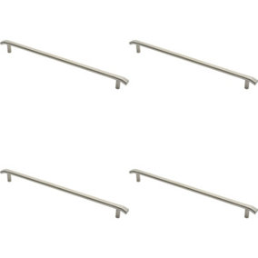 4x Flat Bar Pull Handle with Chamfered Edges 600mm Fixing Centres Satin Steel