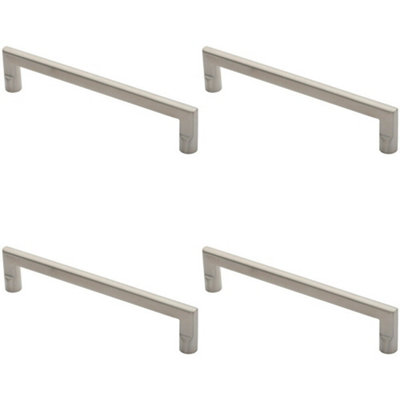 4x Flat D Bar Door Pull Handle 315 x 15mm 300mm Fixing Centres Satin Steel