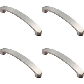 4x Flat Fronted Bow Pull Handle 140 x 12mm 128mm Fixing Centres Satin Nickel